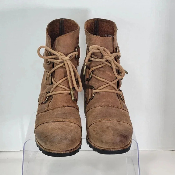 Sorel Addington Chelsea Lace Up Ankle Boots Elk Tan Brown Leather 9 waterproof - Picture 6 of 12